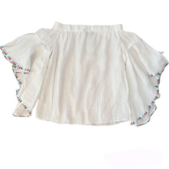 Zara Woman Boho White Linen Top Tassel Angel Wings Blouse Women’s Size XS - Picture 3 of 5